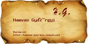 Hamvas Györgyi névjegykártya