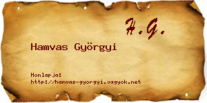 Hamvas Györgyi névjegykártya
